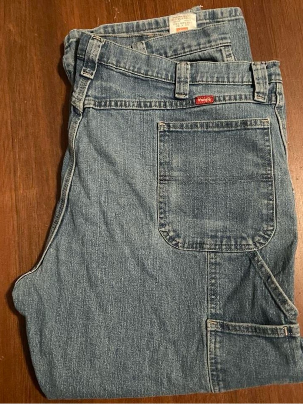 Wrangler Men's Washed Blue Relaxed Carpenter Jeans